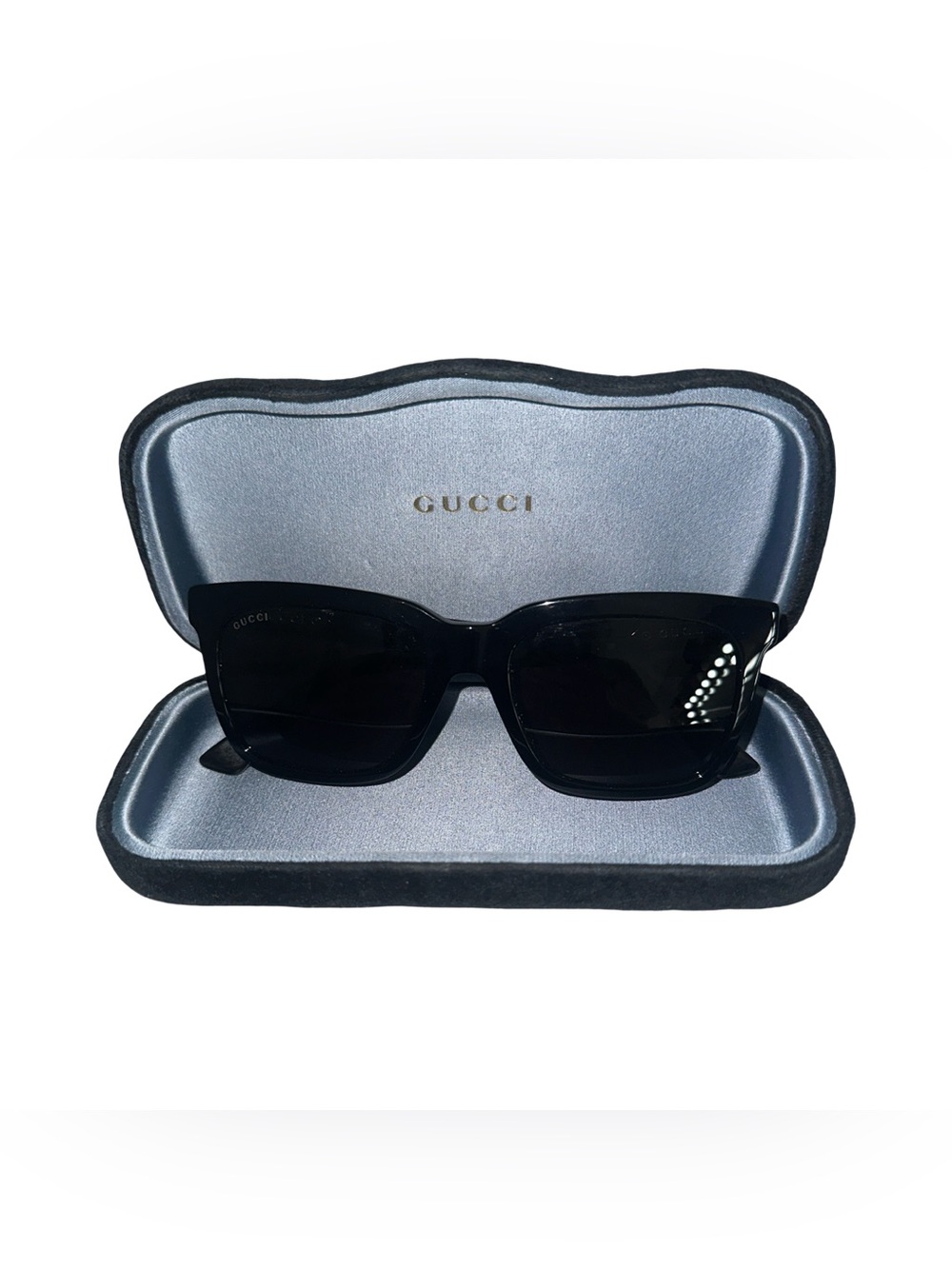 Gucci Black Square Frame Sunglasses with Dark Lenses